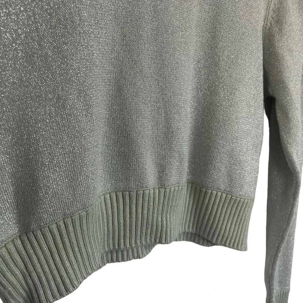 NWOT Free People Starry Night Metallic Shimmer Mock Neck Sweater Mint Green XS